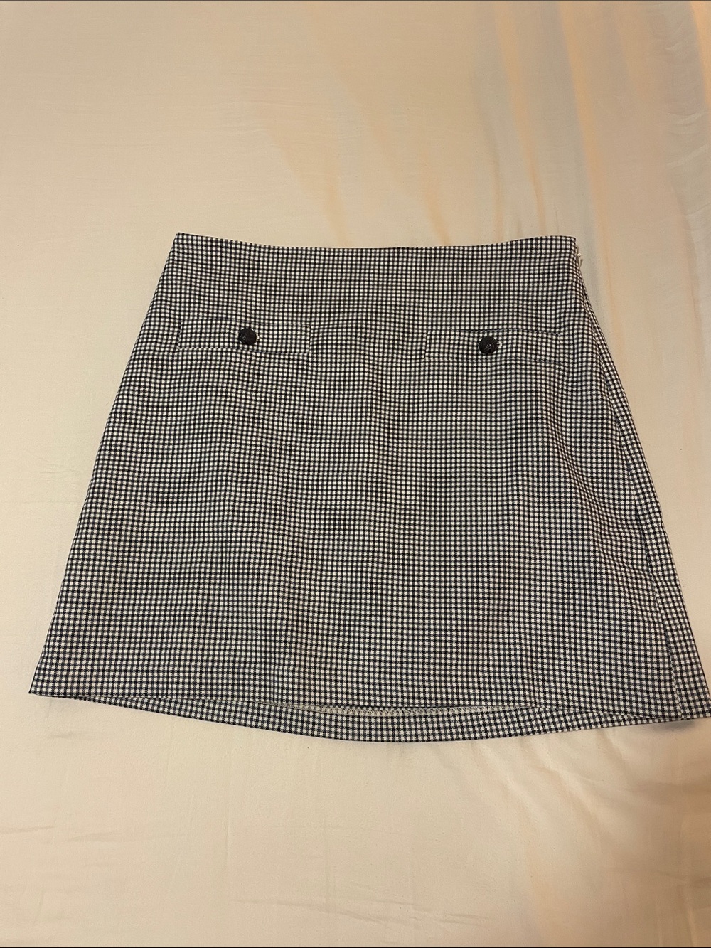 Navy & White Gingham Mini Skirt